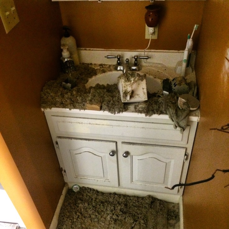 Remember to put your toothbrush away before cutting a whole in he ceiling.  